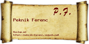 Peknik Ferenc névjegykártya